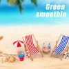 Minatee 25 Pcs Beach Miniature Dollhouse Decoration, Umbrella Palm Chair Miniature Toys Garden Decorations Dollhouse Outdoor Accessories Beach Decorations for DIY Garden Plant Pool (Red, Black)