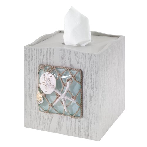 Avanti Linens - Tissue Box Cover, Decorative Resin Cover, Beach Inspired Bathroom Accessories (Seaglass Collection)