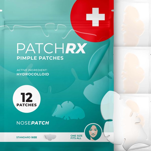 PatchRx Pimple Patches for Nose (12 Pack), Treat Nose Pimples Overnight - Hydrocolloid Acne Patches - Pimple Patch Hydrocolloid Patches &Pimple Stickers, Nose Strip, Zit Patches - Nose Pimple Patches
