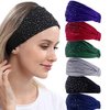 DINPREY Rhinestone Bandeau Headbands Cloth Stretchy Sport Headbands Wide Bandana Hairwraps Workout Dots Head bands Womens Yoga Rhinestone Head Wraps Solid Diamond Twisted Headband Head Wrap Makeup