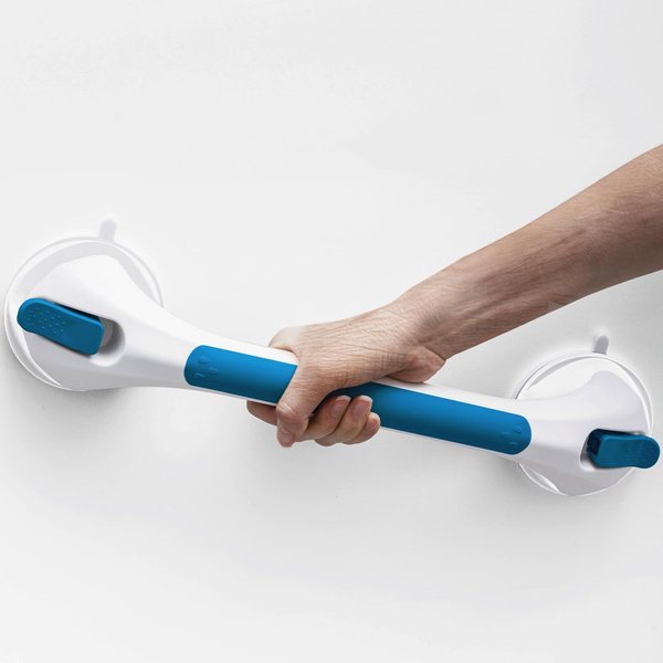TAILINK Shower Grab Bar 16 inch Suction Cup for Shower and Bathroom, Shower Handrails for Elderly and Seniors, Removable & Reusable Shower Bars, No Drilling Strong Suction Toilet Safety Handle, Blue