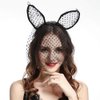 LSHDXD Halloween Headband Cat Ears Lace Veil Hair Band Headdress for Women, Perfect Hair Accessories for Halloween Ball Party Masquerade and Cosplay.