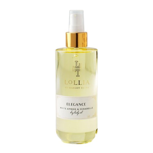 Lollia Elegance Dry Body Oil, 6.8 Fl. Oz. – White Amber & Mirabelle – Women’s Body Oil, Scented Body Oil, Moisturizing Body Oil, Dry Body Oil for Women, For All Skin Types