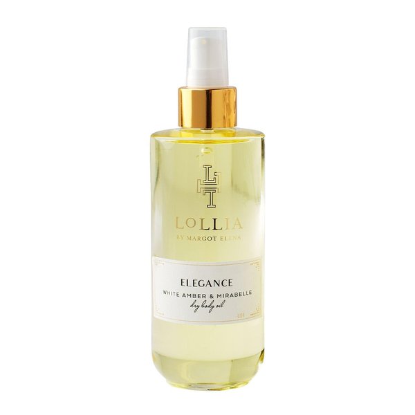 Lollia Elegance Dry Body Oil, 6.8 Fl. Oz. – White Amber & Mirabelle – Women’s Body Oil, Scented Body Oil, Moisturizing Body Oil, Dry Body Oil for Women, For All Skin Types