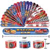 Cherisnowy 48 PCS Race car Party Favors 24PCS Tattoos Sticker 24PCS Slap Bracelets Wristbands Perfect for Themed Birthday Baby Showers or Classroom Rewards Ideal Decor and Gifts for Girls and Boys