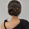 Mabor 3 Pcs 4.57Inch U Shaped Acetate French Hair Pin Tortoise Shell 2 Prong Bun Hair Sticks Thick Long Hair Acetate Tortoise Shell Hair Pin Updo for Women