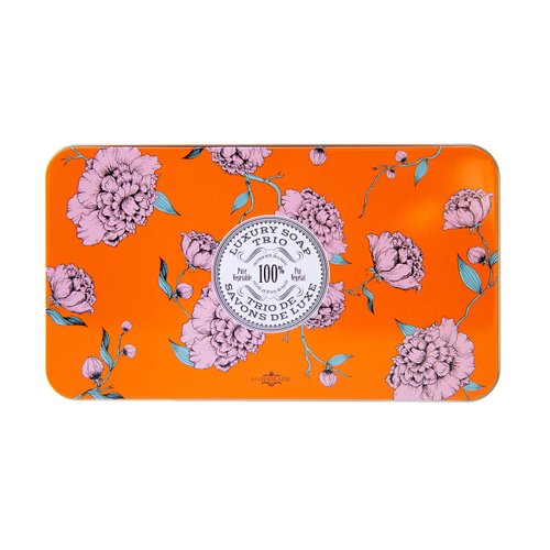 La Chatelaine Luxury Bar Soap Trio Gift Set Tin | Made in France | Natural and Organic | Shea Butter Formula | 3 x 7 oz / 200g - Orange Soap Trio (Gardenia, Orange Blossom, Rose Acacia)