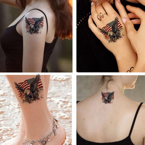 Dopetattoo 6 Pcs America Flag Eagle Temporary Tattoos Hands Party Favors For Kids Fake Face Tattoos