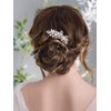 Kercisbeauty Wedding Bridal Bridesmaids Flower Girl Rhinestone Crystal Leaf Rose Gold Hair Comb Slide for Prom,Bun Hair Accessory (Rose Gold)
