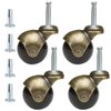 JGJC 2 inch Swivel Stem Ball Caster Wheels, Antique Furniture Casters Set of 4 with Socket, Solid Brass Casters with Stem (5/16" x 1-1/2"), Vintage Caster Wheels for Furniture, Desk, Chair, Trolley