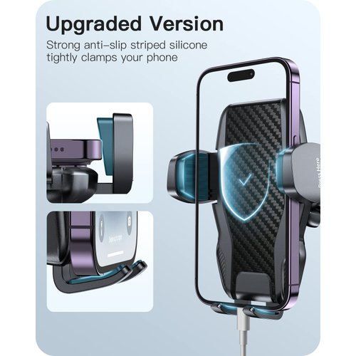 APPS2Car Car Phone Holder Mount Gooseneck Dashboard Windshield Suction Cup Phone Mount Anti-Shake Stabilizer Phone Car Cradle Compatible with All Cellphones & Thick Phone Case-H3S Carbon Fiber Style