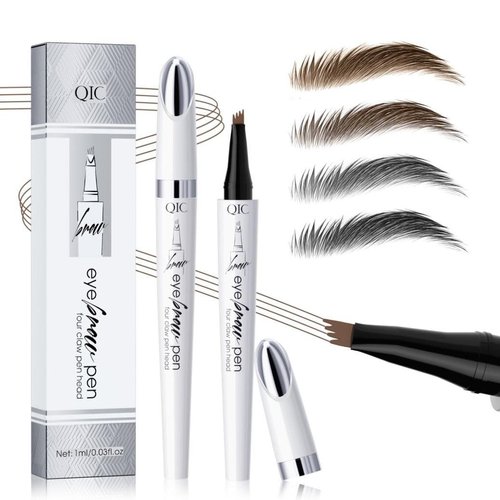 Microblading Eyebrow Pen, Magic Eyebrow Pencil Medium Brown,3D Waterproof Eyebrow Pencil 4 Fork Tip, Create Long Lasting Natural Looking Brows (Medium Brown)