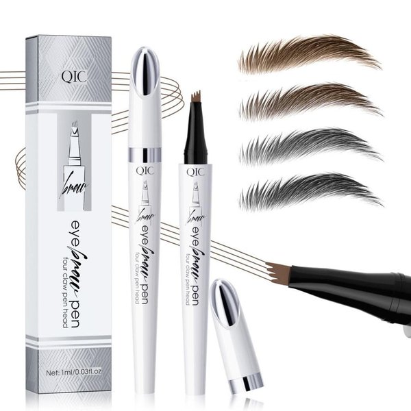 Microblading Eyebrow Pen, Magic Eyebrow Pencil Medium Brown,3D Waterproof Eyebrow Pencil 4 Fork Tip, Create Long Lasting Natural Looking Brows (Medium Brown)