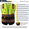 JKSafety 9 Pockets Class 2 High Visibility Dual Color Zipper Front MESH Lite Safety Vest | Orange Color Triming Reflective Strip | ANSI/ISEA Standards (100-Yellow-Black, XL)