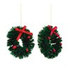 10 Pieces Mini Artificial Christmas Wreaths Ornaments, Dollhouse Miniature Christmas Wreath Doll House Mini Xmas Wreath for Dollhouse Door Windows Christmas Tree Decoration (Red Bowknot)