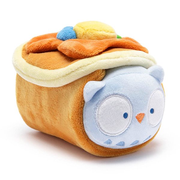 Anirollz Stuffed Animal Plush Toy - Official Roll Blanket Doll |Soft, Squishy, Warm, Cute, Comfort, Safe| Blueberry Pancake Pillow with Owl - Birthday Decorations Gift 6" Owlyroll