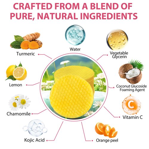 Turmeric Cleansing Pads Kojic Acid Turmeric Cleansing Pads, Face Turmeric & Kojic Acid Pads for Dark Spots, Glow Up Acne Scars, Unclog Pores, Enriched Vitamin C,Gentle & Non-Irritating 40 pads