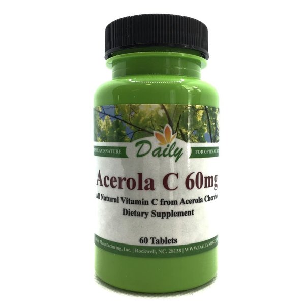 Daily's Acerola C (Vitamin C from Acerola Cherries) 60 Chewable Tablets