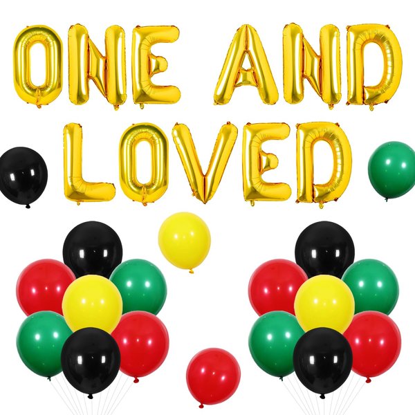One & Loved 1st Birthday Balloon Banner Reggae 1st Birthday Party Decorations Jamaican Rastafari Birthday Decorations for Kids Boys Girls Reggae Music 1st Birthday Party Supplies