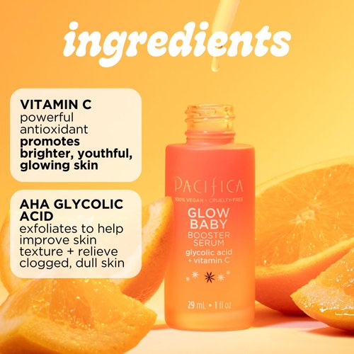 Pacifica Glow Baby Liquid Exfoliant - 5% AHA, BHA, Vitamin C Booster Serum for Glowing, Fresh Skin