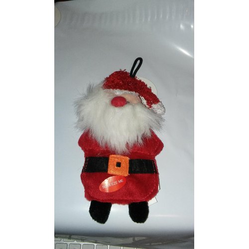 Classic 7 Inch Flat Santa Holiday Christmas Plush with Squeaker Dog Toy by Petlou