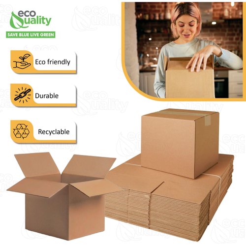 Shipping Boxes 10"L x 10"W x 10"H, Corrugated Cardboard Box for Packing, Moving and Storage, Sturdy, Eco Friendly Packing Supplies (5)