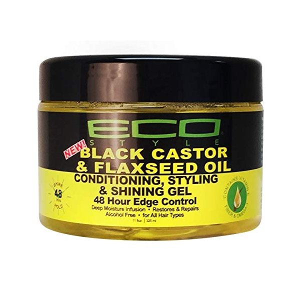 Eco Style Black Castor & Flaxseed Oil Conditioning Styling & Shining Gel 48 Hour Edge Control (Pack of 4)