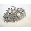 Generic Silver flower shaped pearl and crystal hair barrette clip bridal clip bridal