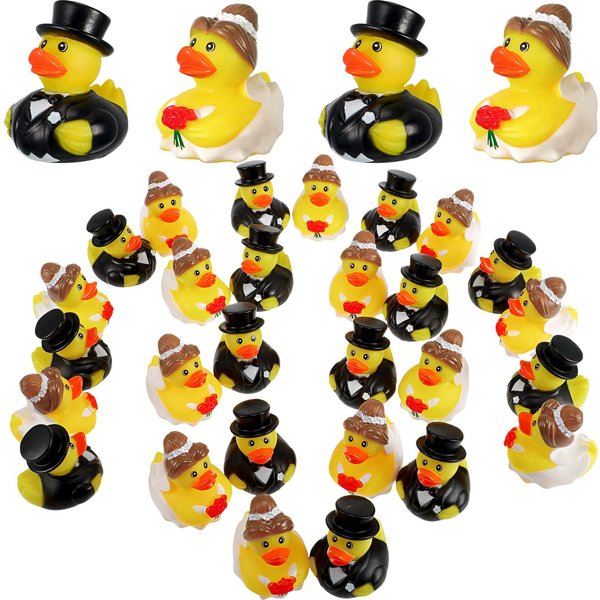 Jerify Wedding Rubber Duck Bath Toy 2.5 Inch Bride Groom Duckies Marriage Rubber Ducks Bulk Ducky Small Ducks for Wedding Ceremony Baby Bridal Shower Gift Souvenir (24 Pcs)