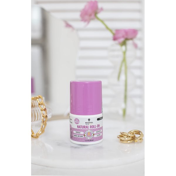 BEE and YOU All Natural Deodorant for Women, Single Pack, Roll On, Propolis, Shea Butter, Mineral Zinc, Floral Fresh Scent, Light, Fresh Cooling