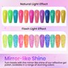 SUPWEE Neon Reflective Glitter Gel Nail Polish Sparkle Fluorescent Nail Polish Gel Shiny Disco Nail Gel Polish Neon Yellow Green Hot Pink Orange Gel Polish Set Soak Off UV Gel