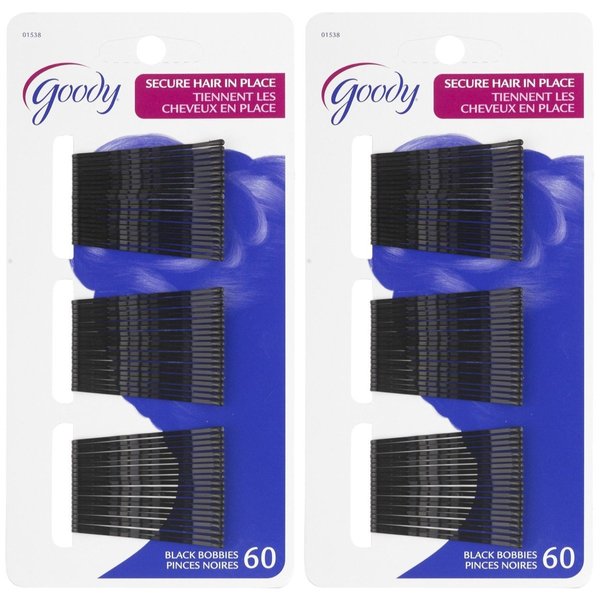 Goody Bobby Pins, 2" Black, 60 ct, 2 pk