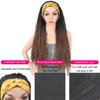 Aisaide Box Braided Headband Wigs for Black Women Ombre Brown Goddess Braids with Curly Box Braided Wigs Synthetic Twist Crochet Hair Wrap Wig with Headband Attached Cornrow Box Braid Wig