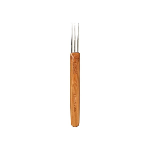 KISS Colors & Care Braid & Loc Crochet Hook, (3) 0.75mm Stainless Steel Hooks, Soft Lightweight Bamboo Handle, Perfect For Locs, Extensions, Braids, Crochet Styles, Artificial & Natural Hair