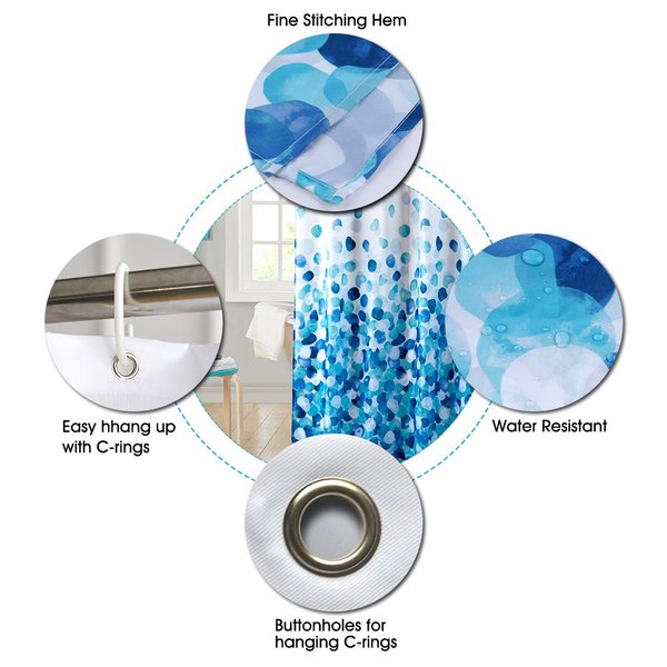 ARICHOMY Shower Curtain, Polyester Farmhouse Shower Curtain Set Bathroom Fabric Fall Curtains Waterproof Colorful Funny with Standard Size 72 by 72 (Blue)…