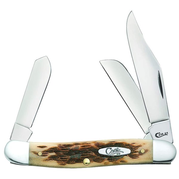 Case XX WR Folding Pocket Knife 3 Blade Stockman 3 7/8 Inches Closed (Amber Bone)