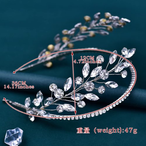 JHOO Bride Headpieces for Wedding Diamond Wedding Headpiece-Silver Rhinestone-Leaf Shape(silver)