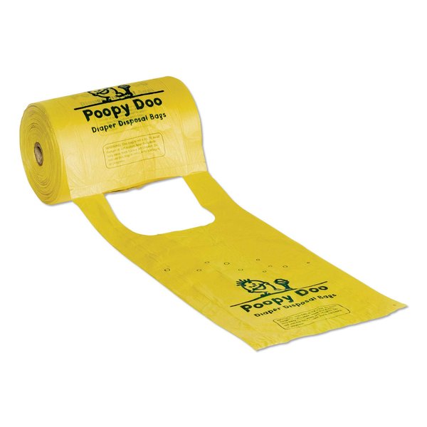 Poopy Doo PDB6400 Diaper Disposal Bags, 14 microns, 7-Inch x 15-Inch, Yellow, 2,400/Carton
