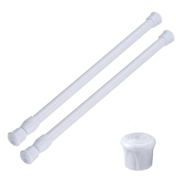 AIZESI 2PCS White Tension Rod 16 to 28 Inch, Adjustable Spring Curtain Rod No Drilling, Spring Tension Rods for Window DIY Projects Cupboard Wardrobe Small Curtain Rods Short Tension Rod