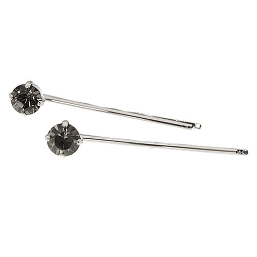 L. Erickson Little Gem Bobby Pin Pair - Black Diamond/Silver