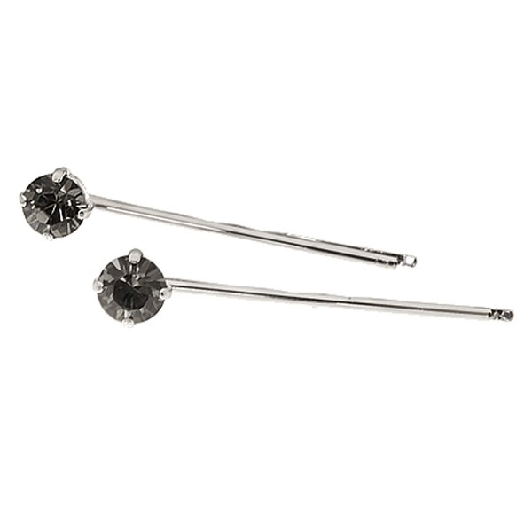 L. Erickson Little Gem Bobby Pin Pair - Black Diamond/Silver