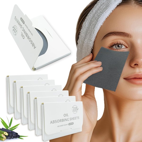 Facial Oil Blotting Paper, Natural Bamboo Charcoal Oil Blotting Paper - Bamboo Charcoal 600 Counts，Makeup Friendly Oil Absorbing Paper, That Is Easy To Carry And Use, Christmas Gift