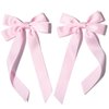2PCS Silky Satin Hair Bows Pink Hair Ribbon Clips for women Ponytail Holder Hair Accessories Alligator Clips Hair Bow for Women Girls Toddlers Teens Kids