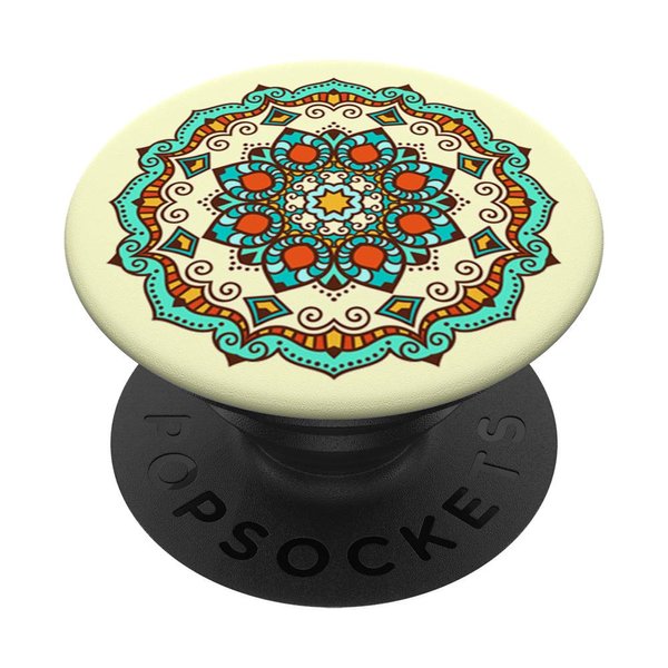 Sassy Southern Charm & Grace Zen Mindful Meditation Mandala Burnt Orange & Teal on Ivory PopSockets