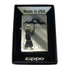 Zippo Custom Lighter - Gray Days Emo Punk Skull Guy w/Rain & Umbrella Diagonal Weave