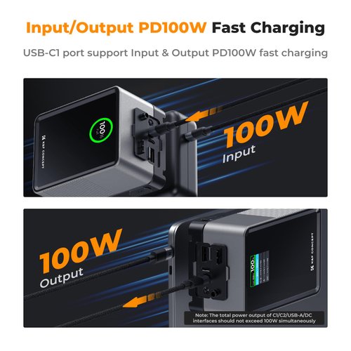 K&F Concept V Mount Battery 99Wh with PD100W Fast Charging,14.8V 6700mAh Mini V-Mount Battery with DC/D-Tap/Dual USB-C/USB-A/TFT Display/240W Charging Cable for Camera Camcorder Video Light Monitor