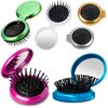 6Pcs Round Hair Brushes for Women - Folding Hair Brush Travel Comb with Mirror Pocket Round Hair Brush Travel Size Brush with Small Mirror - Portable Mirror Travel Mini Brush for Hair Makeup Brush Set