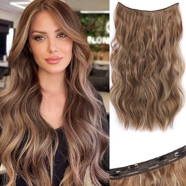 Halo Hair Extensions Invisible Wire Clip on 20 Inch (Dark Honey Blonde)