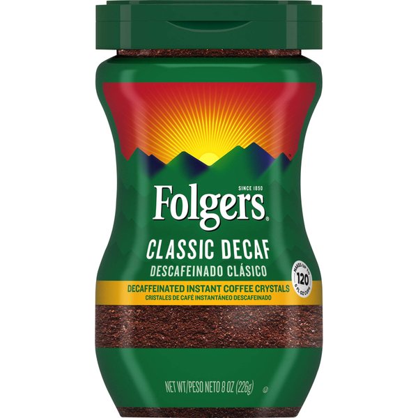 Folgers Classic Decaf Decaffeinated Instant Coffee Crystals, 8 Ounces