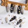 WEILUSI Gold Moon Nail Charms Kit 3D Alloy Nail Art Rhinestones Mixed Sparkle AB Crystal Rhinestones Pearl Nail Charm Jewelry Moon Nail Studs Manicure Accessories for Women Nails Decoration DIY Craft